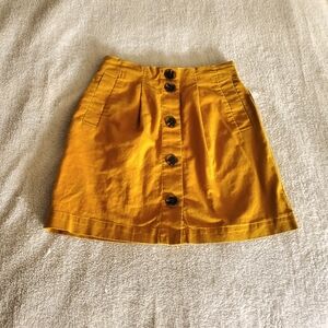 Skirt Muster Yellow Faux Buttons with Pockets Spring Summer Fun